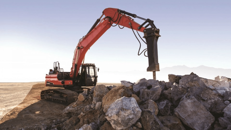 hydraulic rock breaker at work